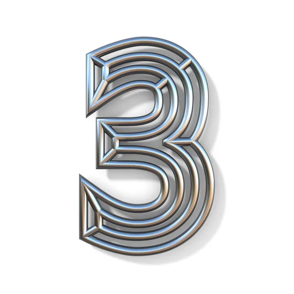Draad lettertype overzichtsnummer 3 drie 3d — Stockfoto