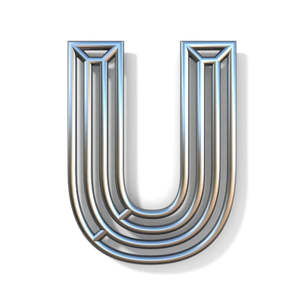 Wire outline font letter U 3D — Stock Photo, Image