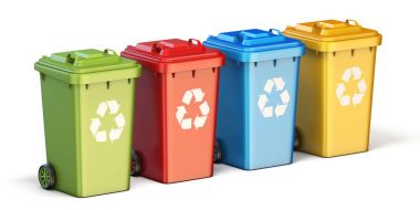 Geri dönüşüm için ambalaj atık sıralama plastik, cam, metal, pa