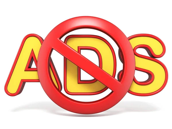 Signo prohibido con texto ADS 3D —  Fotos de Stock