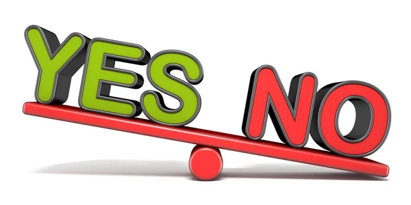 YES or NO teeter overbalance concept 3D — Stock Photo, Image