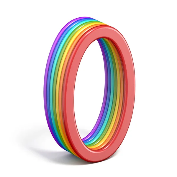 Rainbow font number 0 ZERO 3D — Stock Photo, Image