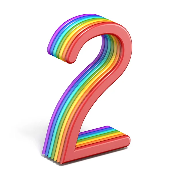 Rainbow fonte número 2 DOIS 3D — Fotografia de Stock