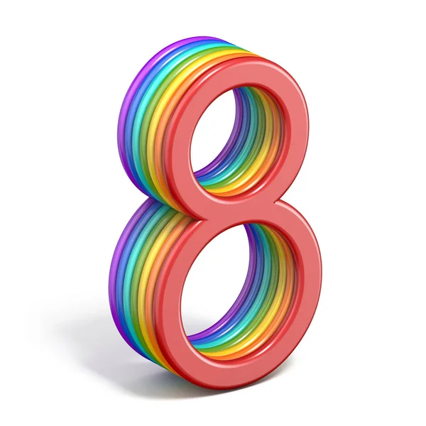 Ουράνιο τόξο γραμματοσειρά αριθμός 8 οκτώ 3d — Φωτογραφία Αρχείου