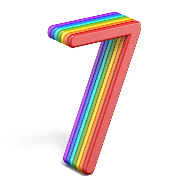 Rainbow czcionka numer 7 siedmiu 3d — Zdjęcie stockowe
