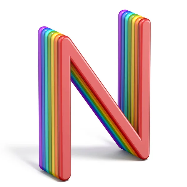 Ουράνιο τόξο γραμματοσειρά γράμμα N 3d — Φωτογραφία Αρχείου