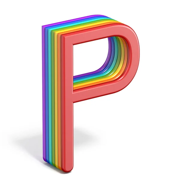 Шрифт Rainbow буква P 3D — стоковое фото