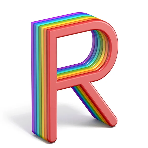 Arco-íris letra da fonte R 3D — Fotografia de Stock