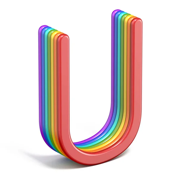 Rainbow czcionki litery U 3d — Zdjęcie stockowe