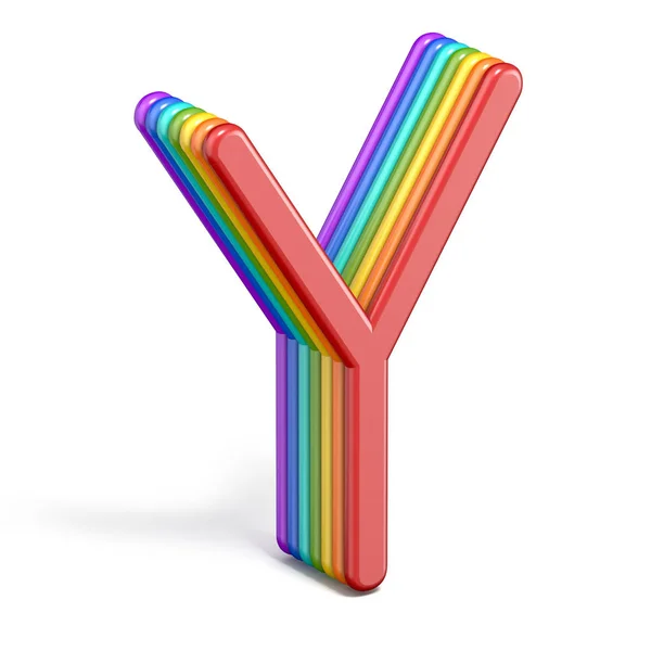 Regenboog lettertype letter Y 3d — Stockfoto