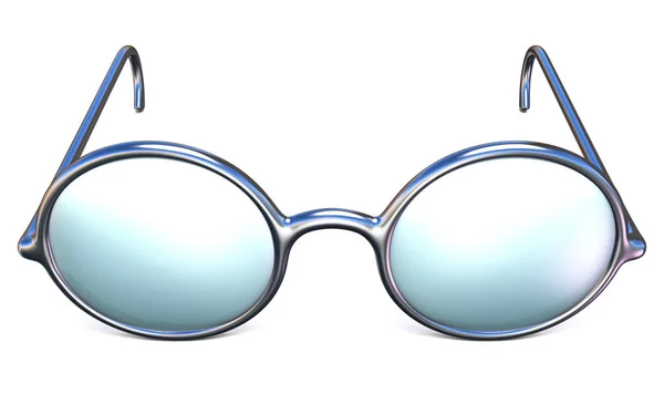 Occhiali retrò argento vista frontale 3D — Foto Stock