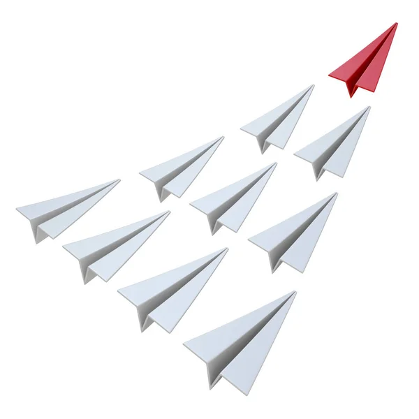 Red paper plane leader 3D — Stock Photo, Image