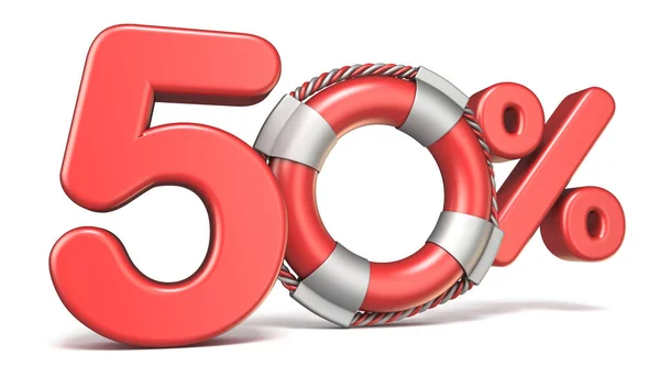 Life buoy 50 percent sign 3D — Stock Photo, Image