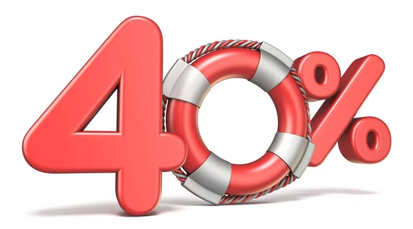 Life buoy 40 percent sign 3D — Stock Photo, Image