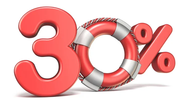 Life buoy 30 percent sign 3D — Stock Photo, Image