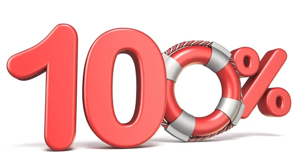 Life buoy 100 percent sign 3D — Stock Photo, Image