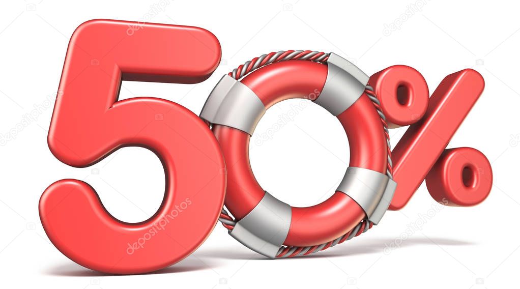 Life buoy 50 percent sign 3D