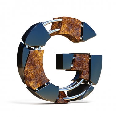 Siyah kahverengi kırık yazı tipi mektup G 3d