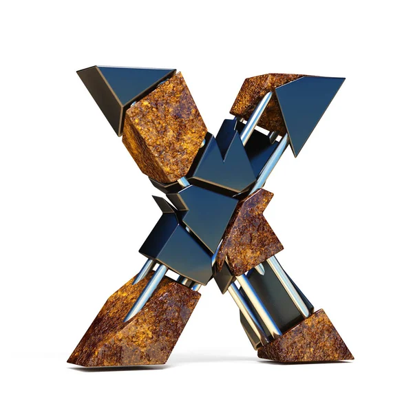 Black brown fracture fuente LETTER X 3D —  Fotos de Stock