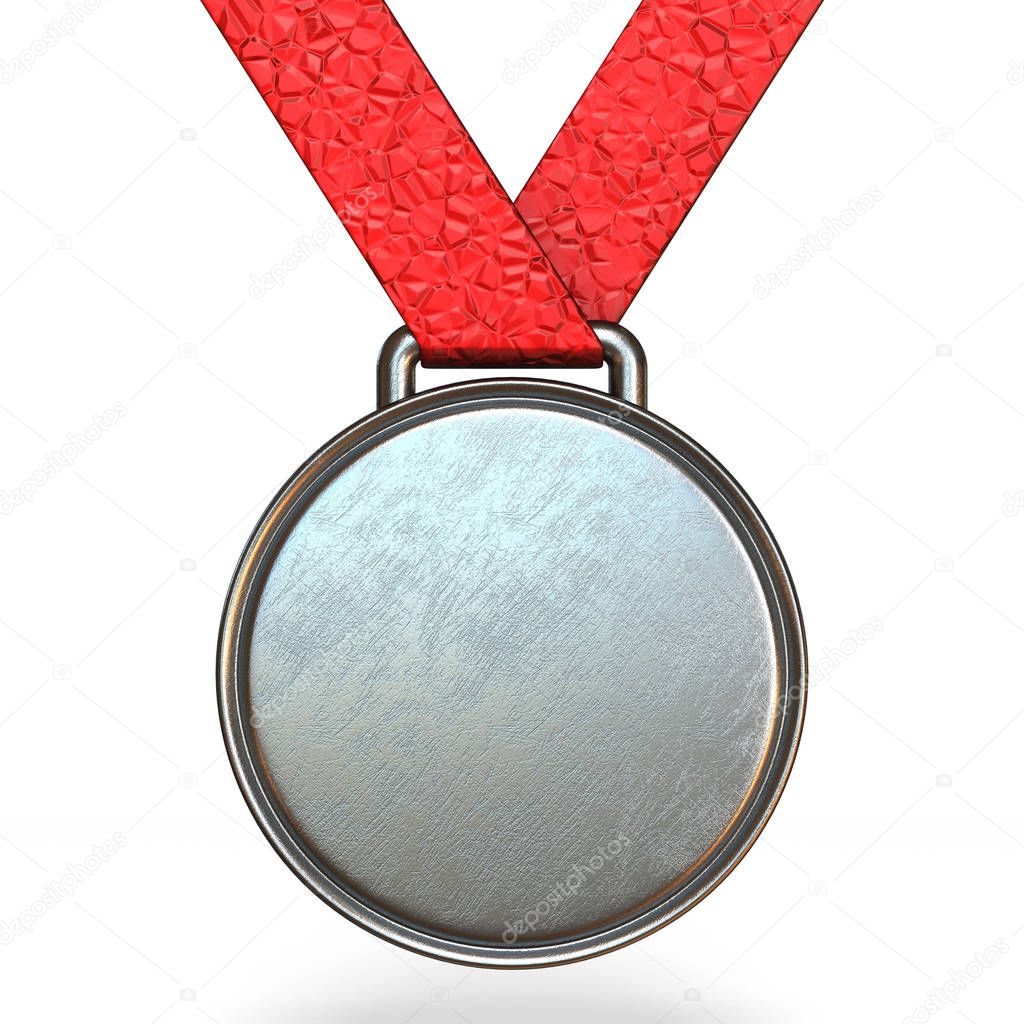 Silver medal 3D rendering illustration isolated on white background