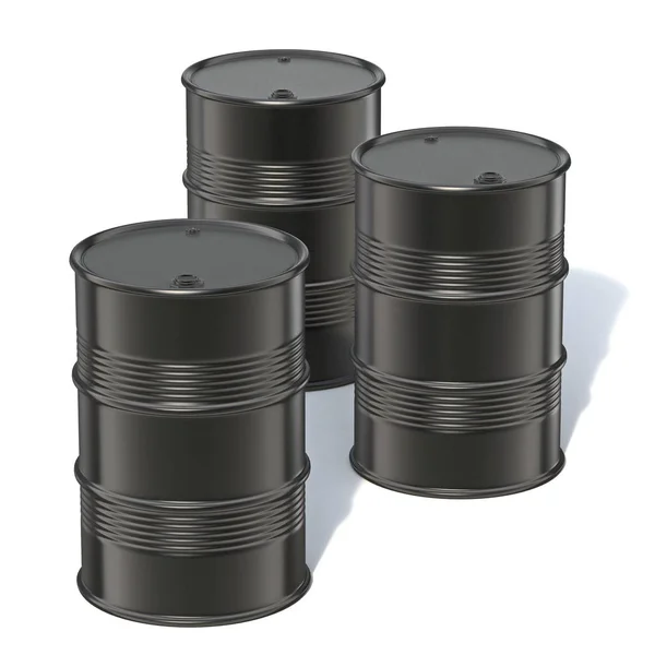 Three black barrels 3D — Stock Photo, Image