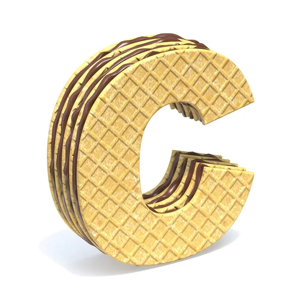 와플 글꼴에 초콜릿 크림을 채우는 글자 C 3D — 스톡 사진