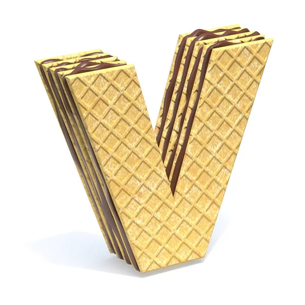 Caratteri cialde con crema di cioccolato riempimento Letter V 3D — Foto Stock