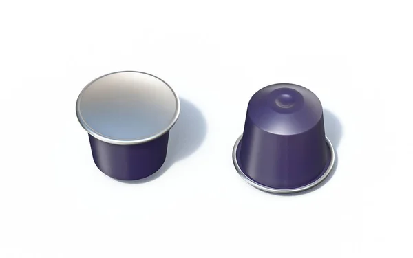 Пустой фиолетовый кофе капсула 3D — стоковое фото