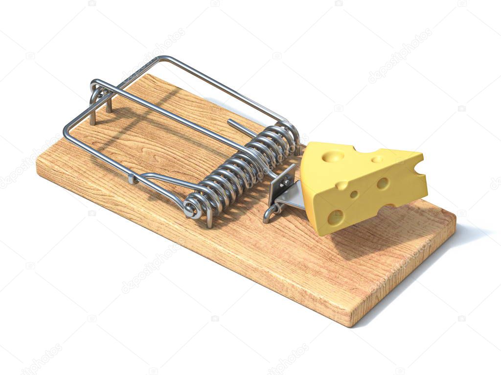 Mouse trap with cheese 3D