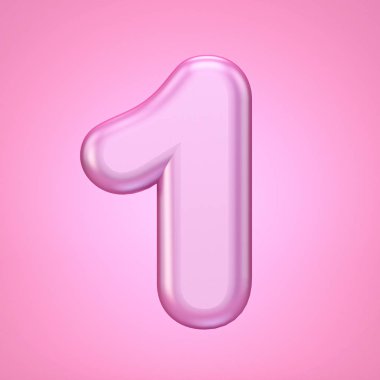 Pembe yazı tipi 1 numara 1 3d