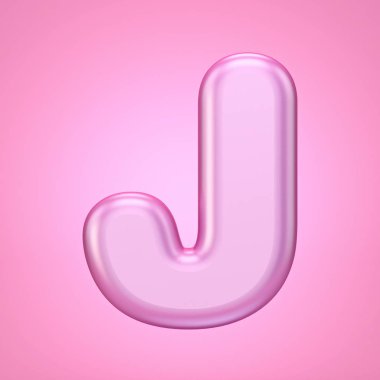 Pembe yazı tipi J harfi 3d