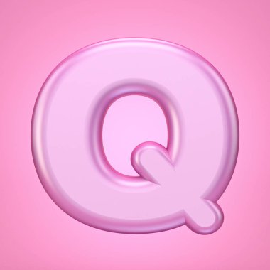 Pembe yazı tipi Q 3d harfi