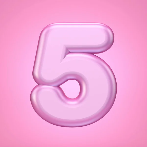 Pink lettertype nummer 5 Five 3d — Stockfoto