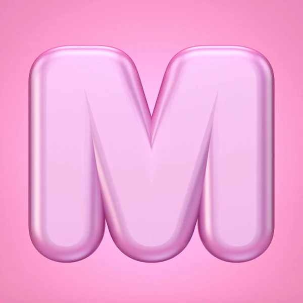 Pink fuente Letter M 3D — Foto de Stock