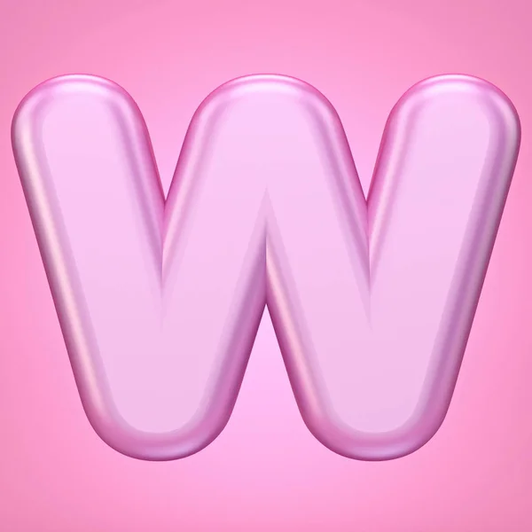 Pink lettertype Letter W 3d — Stockfoto