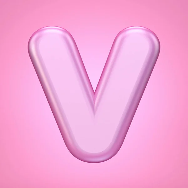 Font rosa Letter V 3D — Foto Stock