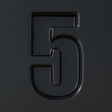 Siyah oymalı yazı tipi 5 numara 5 numara 3 boyutlu