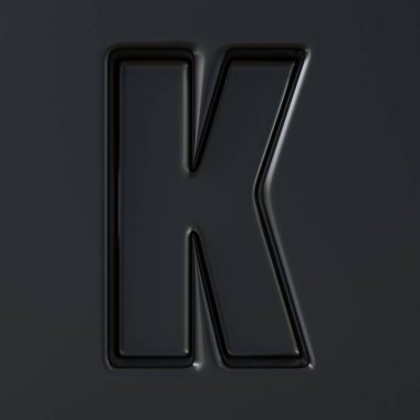 Siyah oymalı yazı tipi K 3d harfi