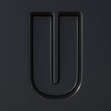 Siyah oymalı yazı tipi U 3d harfi