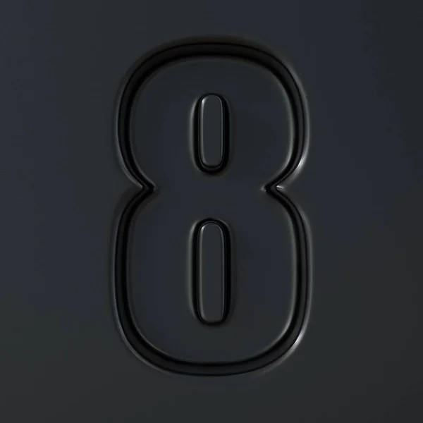 Černé ryté písmo Number 8 Eight 3d — Stock fotografie