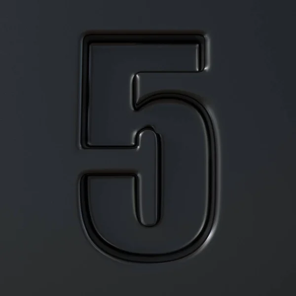 Czarne czcionki grawerowane Number 5 Five 3d — Zdjęcie stockowe