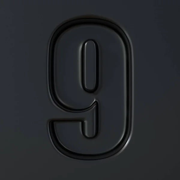 Zwart gegraveerd lettertype nummer 9 Nine 3d — Stockfoto
