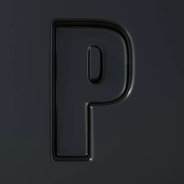 Zwart gegraveerd lettertype Letter P 3d — Stockfoto