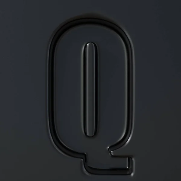 Чорний гравірований шрифт Літера Q 3D — стокове фото