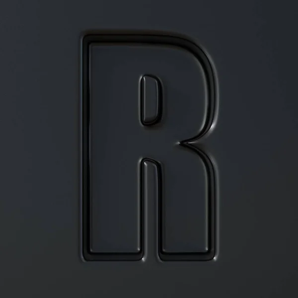 Fekete gravírozott betűtípus Letter R 3d — Stock Fotó