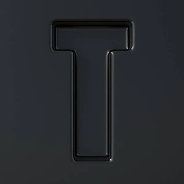 Preto gravado letra letra T 3D — Fotografia de Stock