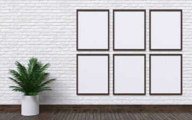 Resim çerçevelerini bitki ve duvar 3D ile düzenle