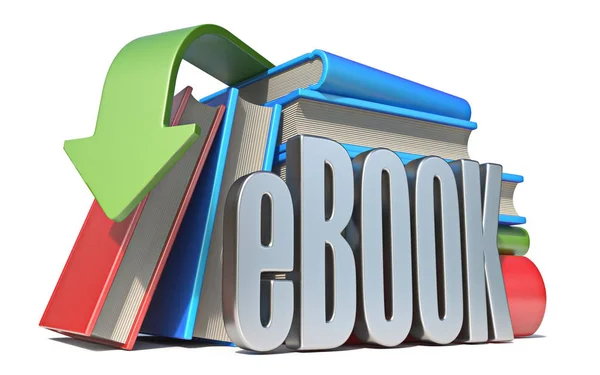 EBook conceito de download 3D — Fotografia de Stock