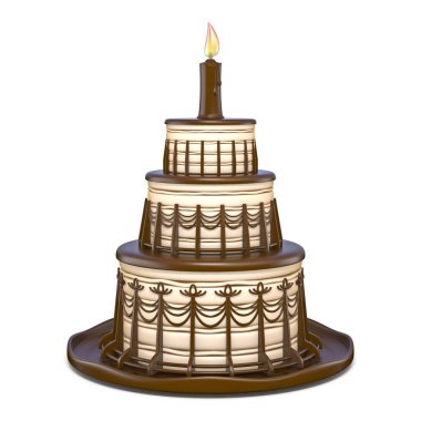 Three tier round chocolate vanilla cake 3D clipart