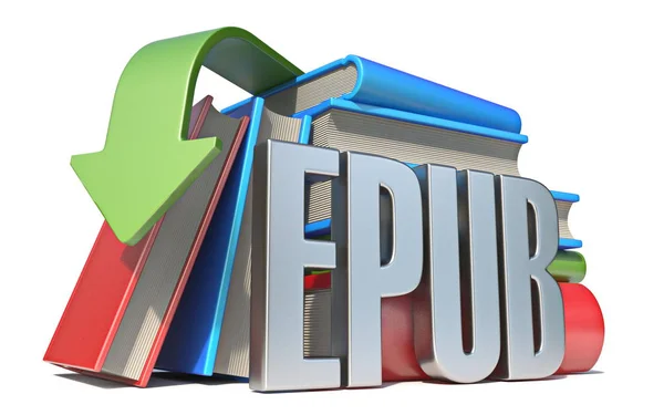 Концепция загрузки электронных книг ePUB 3D — стоковое фото